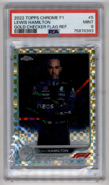 Best Deal - Topps Lewis Hamilton Gold Checker Flag Refractor /50 Chrome F1 2022 #5 PSA9