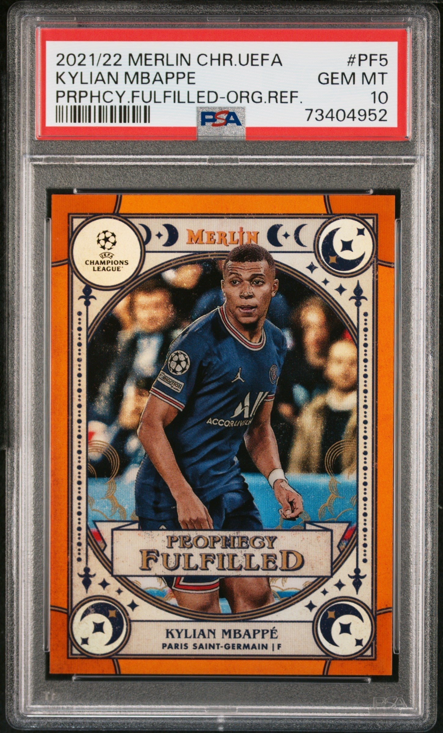 Best Deal - Topps Kylian Mbappe Orange Prophegy Fulfilled /25 Merlin Chrome UEFA 2021/22 PSA10