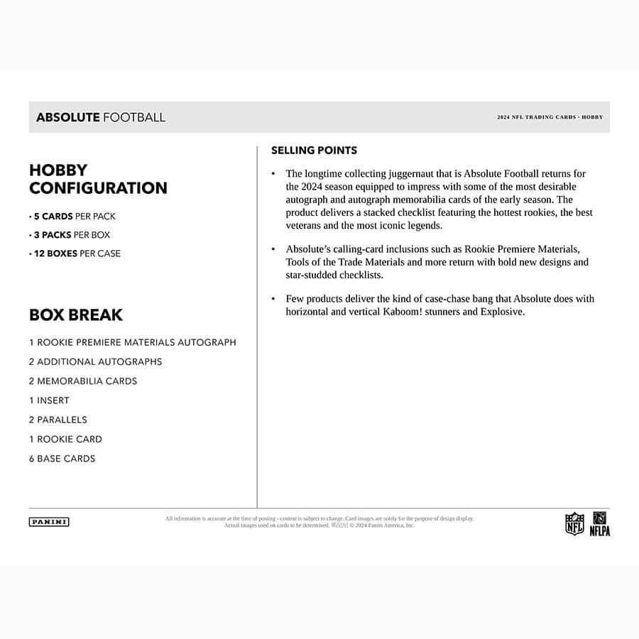 Best Deal - 2024 Panini Absolute Football Hobby Box