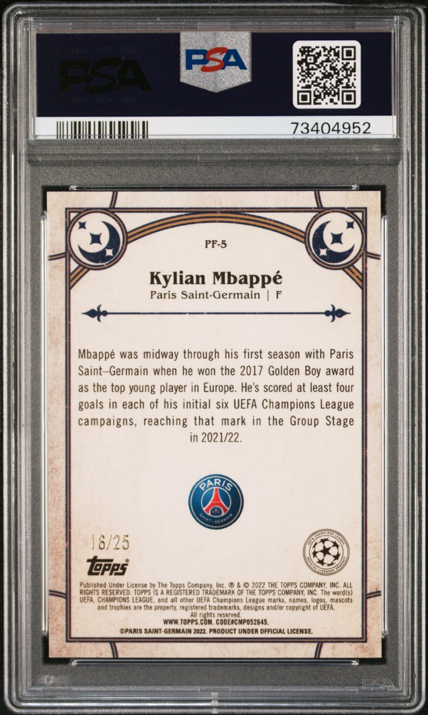 Best Deal - Topps Kylian Mbappe Orange Prophegy Fulfilled /25 Merlin Chrome UEFA 2021/22 PSA10