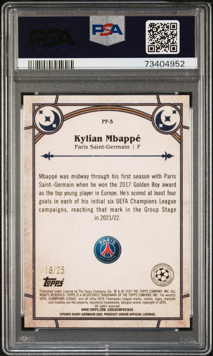 Best Deal - Topps Kylian Mbappe Orange Prophegy Fulfilled /25 Merlin Chrome UEFA 2021/22 PSA10