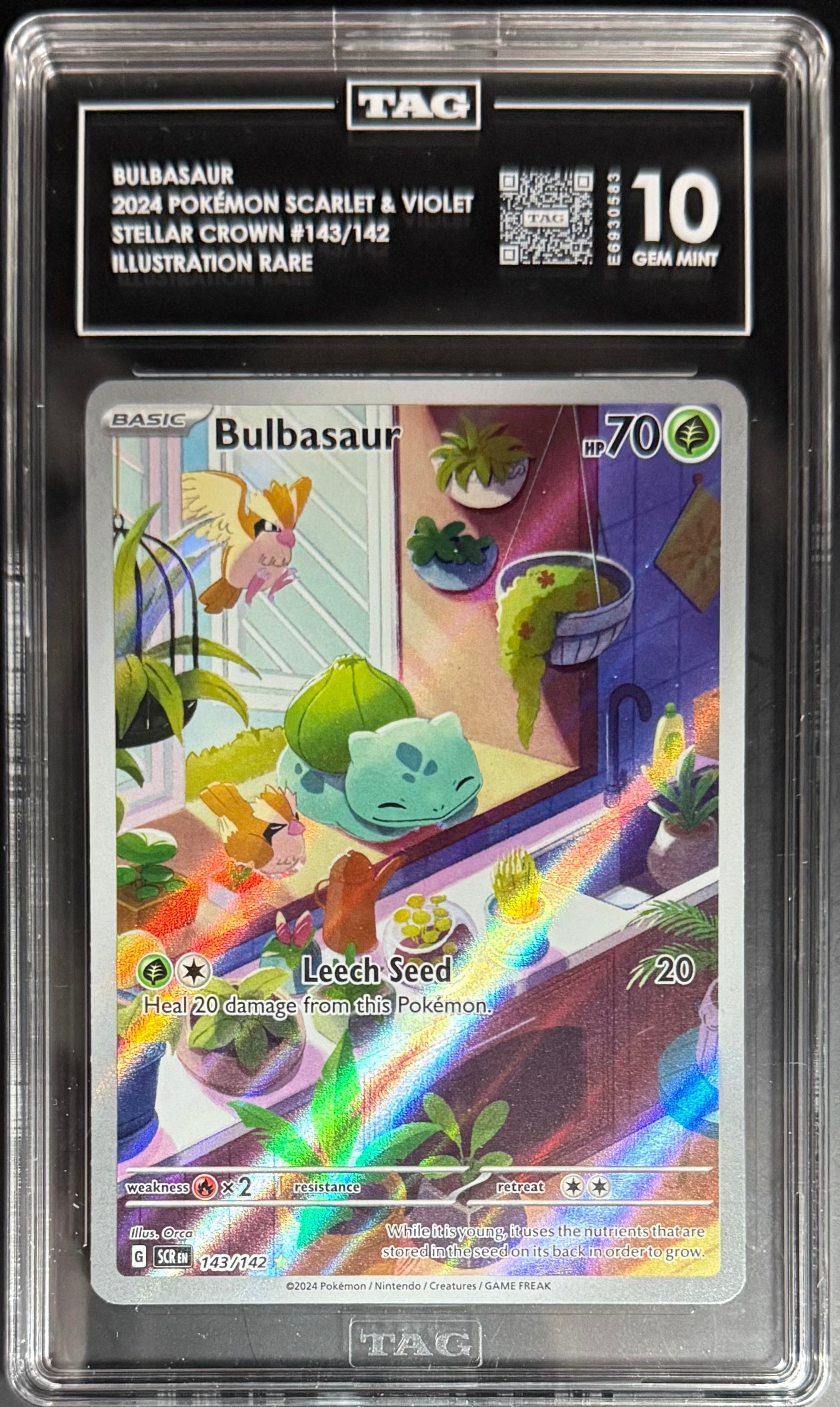Best Deal - Pokemon Bulbasaur 143/142 Illustration Rare Pokemon Scarlet & Violet Stellar Crown 2024 TAG10