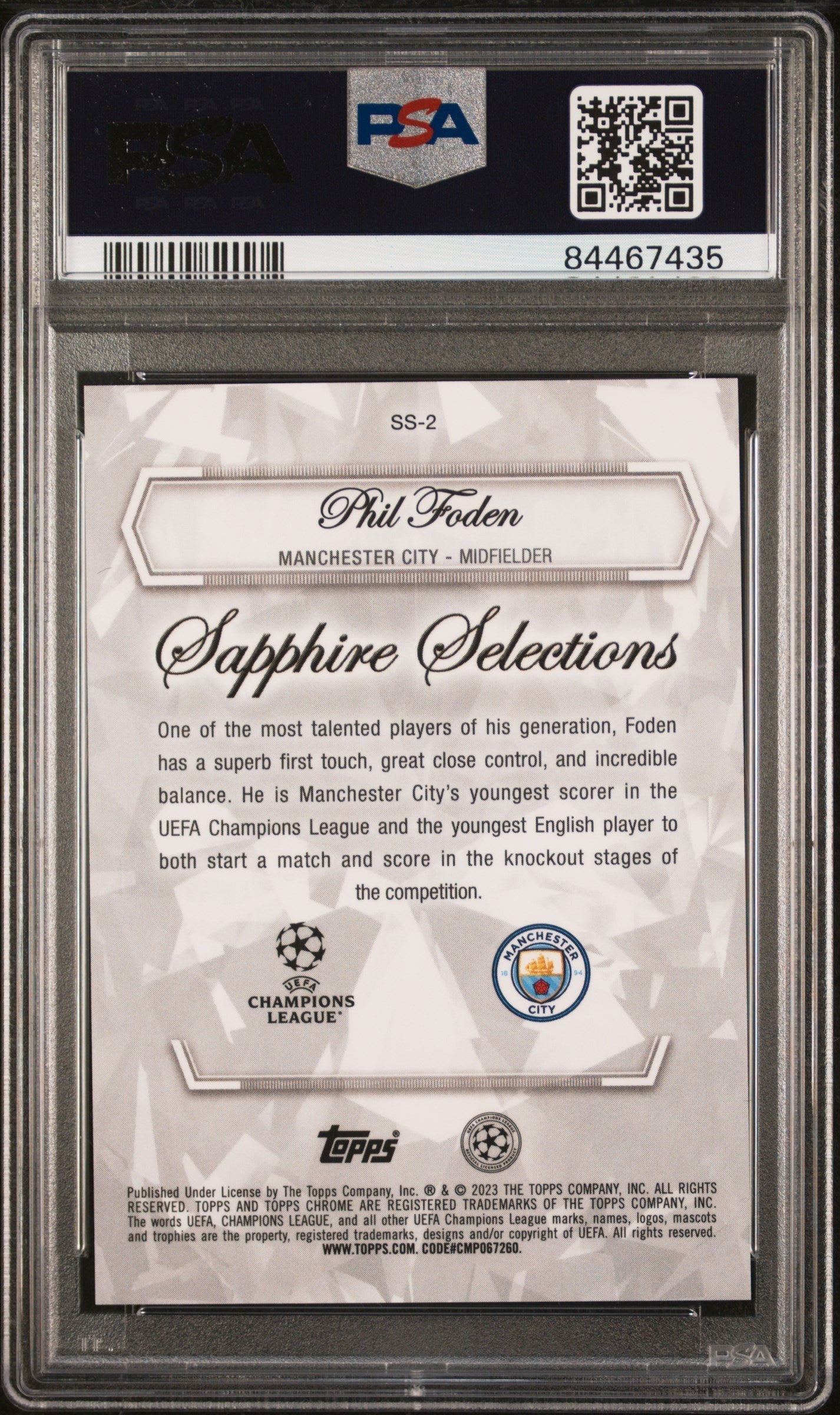 Best Deal - Topps Phil Foden Orange Sapphire Selections /25 Sapphire UCC 2022-23 PSA9
