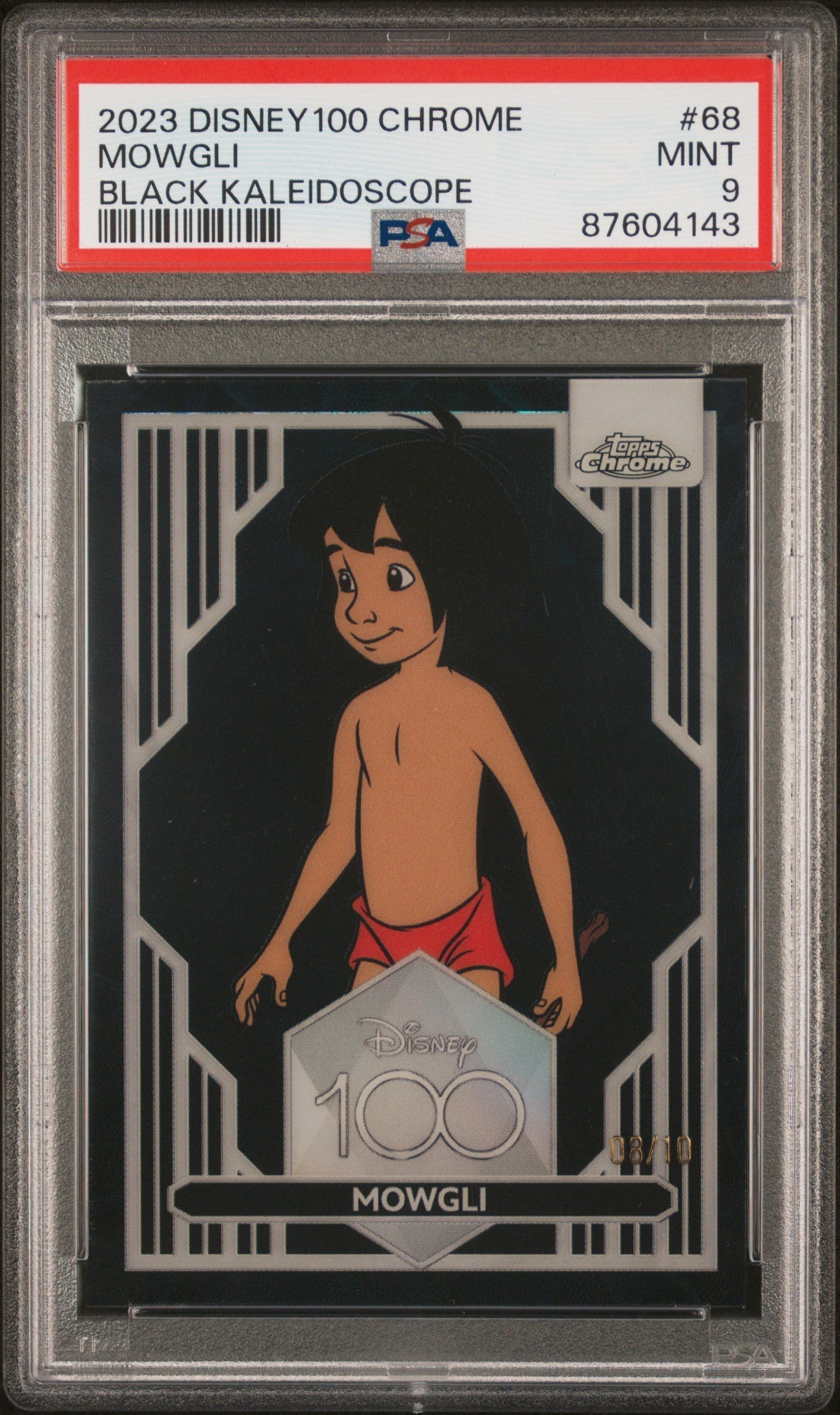 Best Deal - Topps Mowgli Black Kaleidoscope /10 Disney 100 Chrome 2023 #68 PSA9