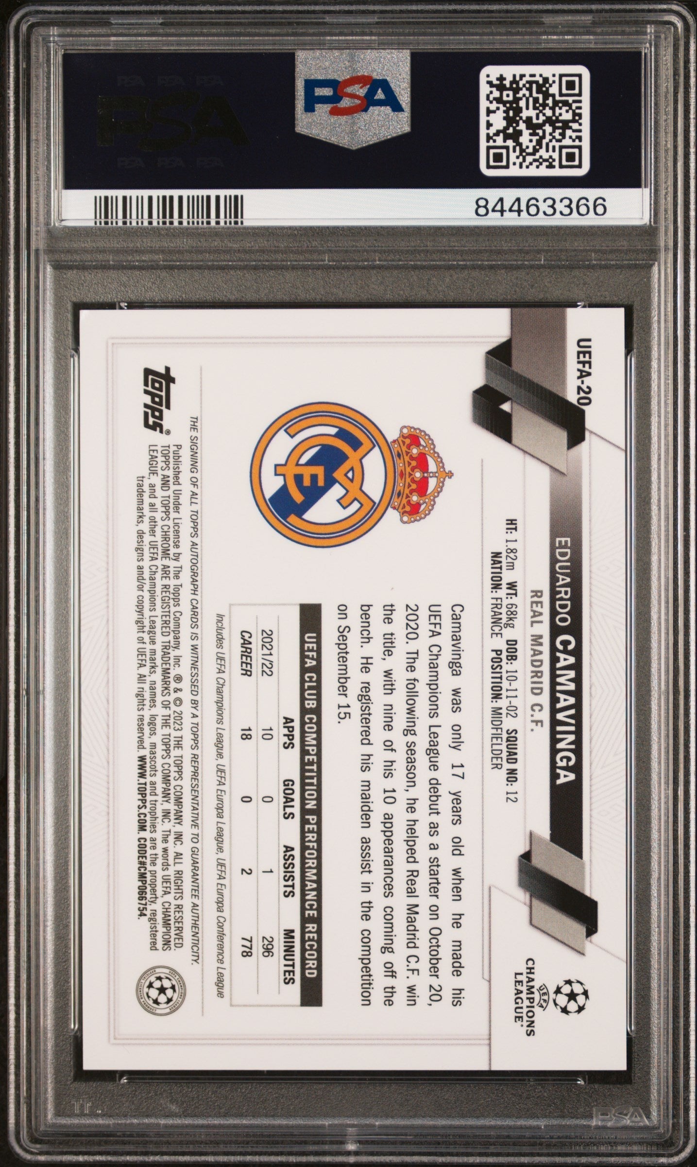 Best Deal - Topps Eduardo Camavinga Red Autograph Card /5 Chrome NSCC UEFA 2023 #20 PSA10